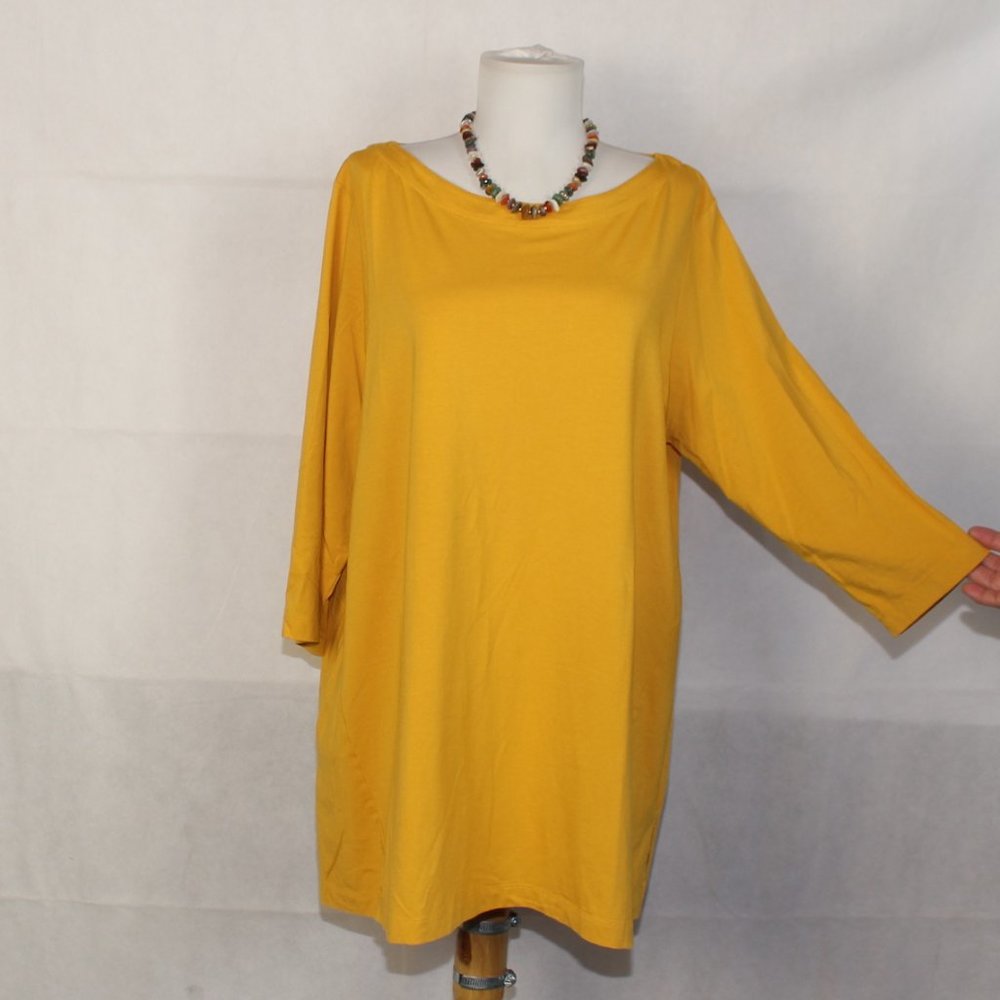 NWOT J. Jill Luxe Supima 3/4 Sleeve Tunic Gold XL N37